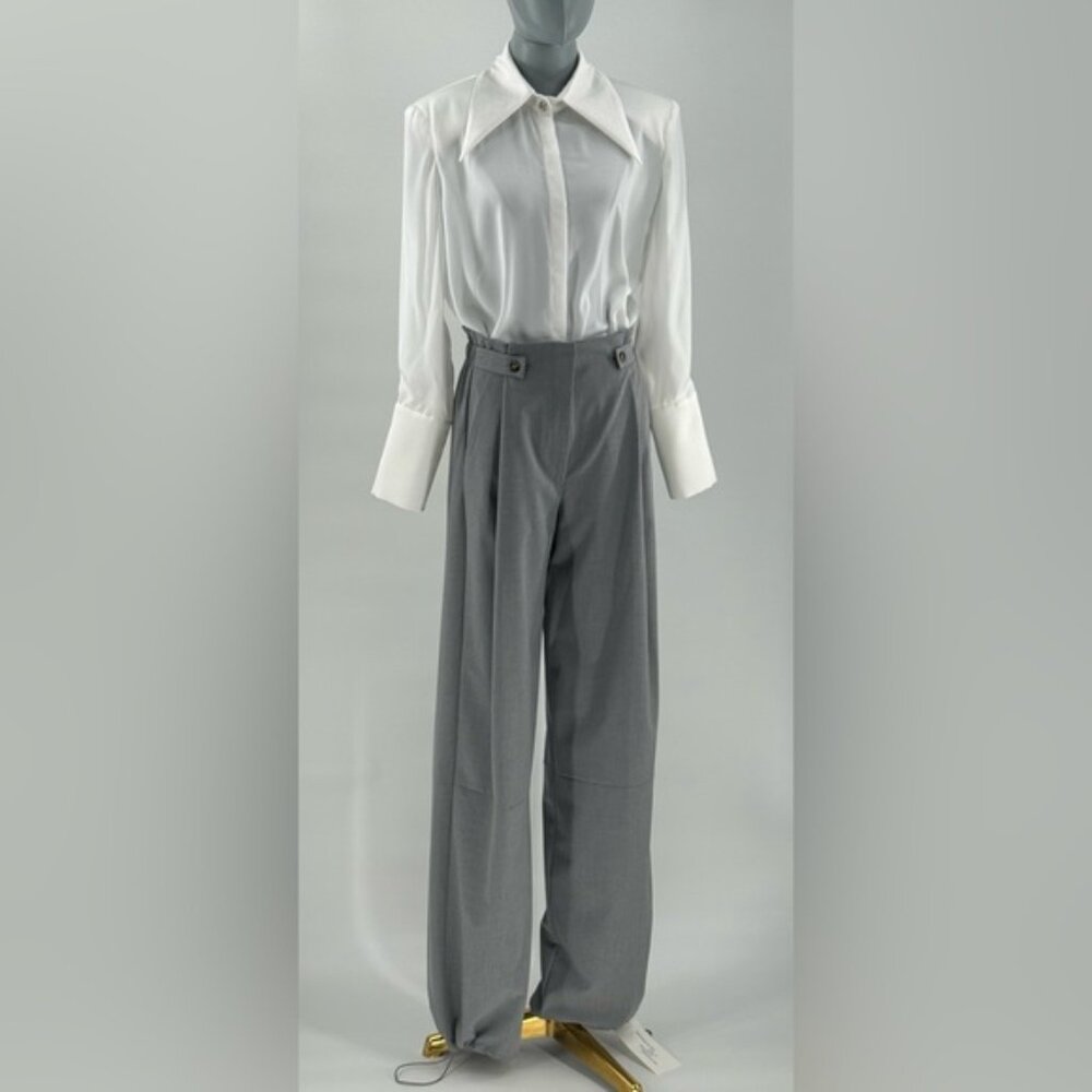 🆕 BRONX & BANCO 🧿 NWOT Blair Ivory White Shirt Blouse, Snap Cuffs - Sz XS US 2 - Picture 10 of 14